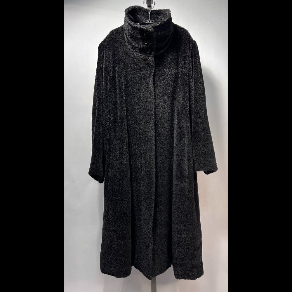 MaxMara Black Teddy Coat with High Collar